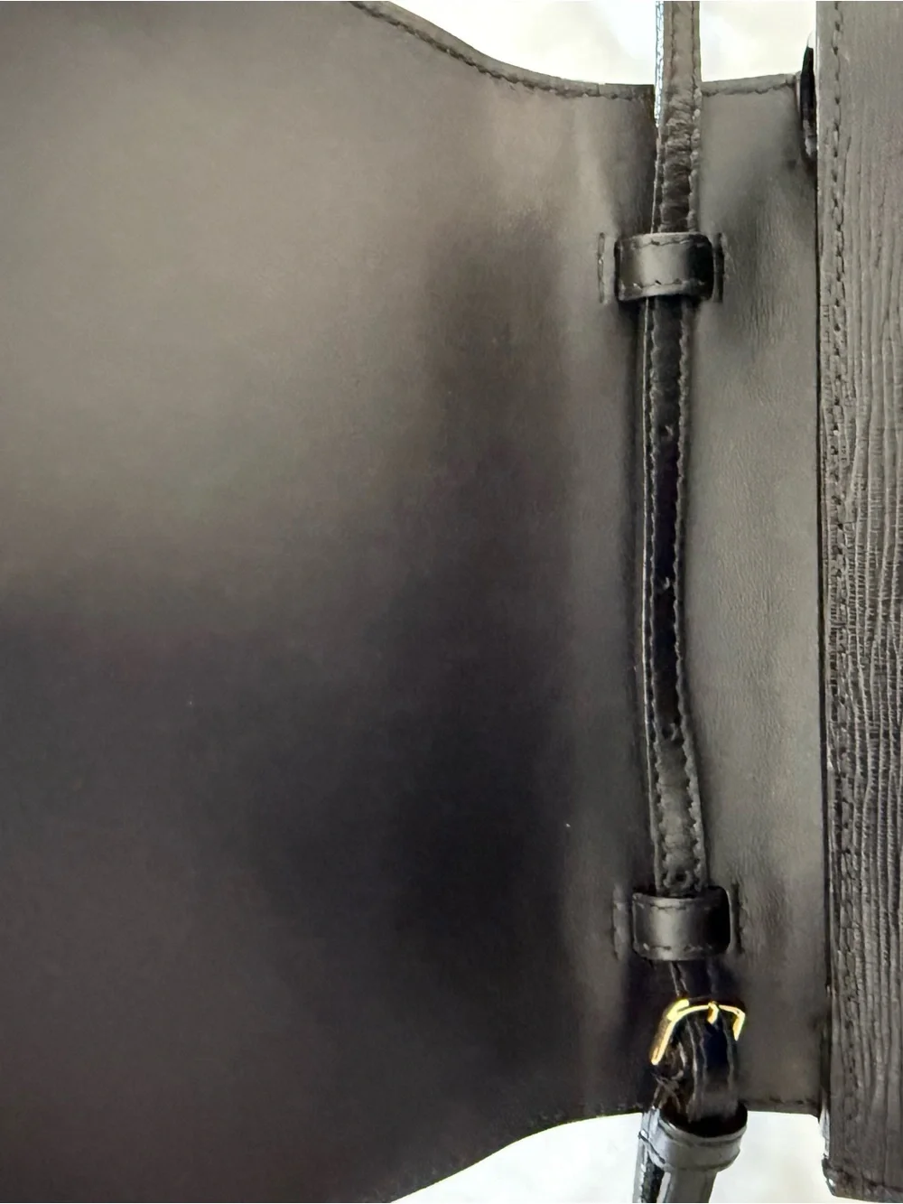 Bally Black Textured Leather Messenger Bag with Gold Logo